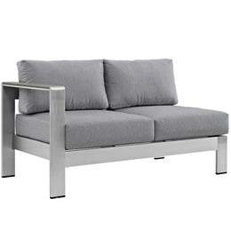 Shore 5 Piece Outdoor Patio Aluminum Sectional Sofa Set in Silver Gray-3