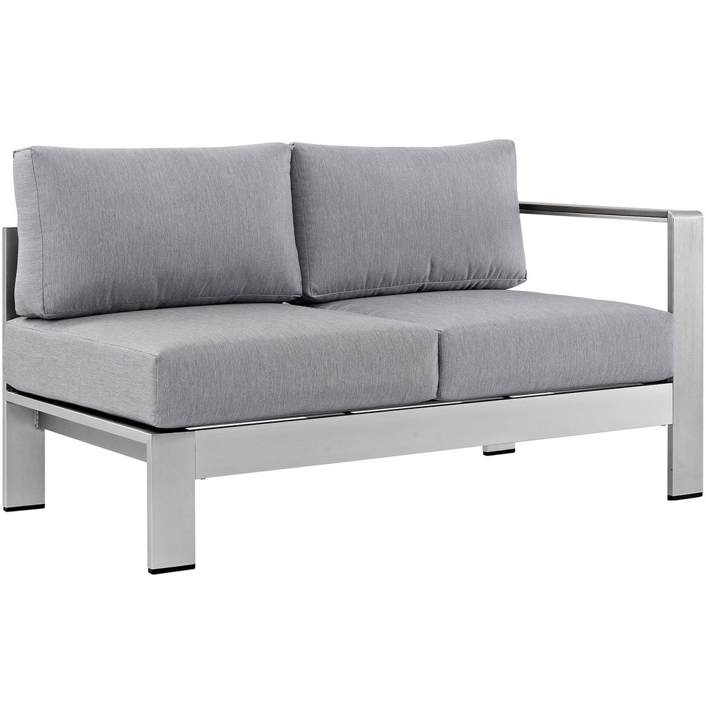 Shore 5 Piece Outdoor Patio Aluminum Sectional Sofa Set in Silver Gray-3