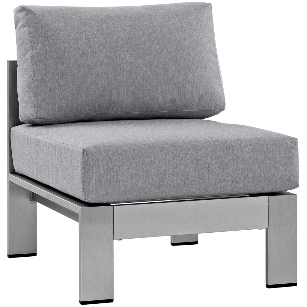 Shore 5 Piece Outdoor Patio Aluminum Sectional Sofa Set in Silver Gray-3