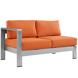 Shore 5 Piece Outdoor Patio Aluminum Sectional Sofa Set in Silver Orange-3