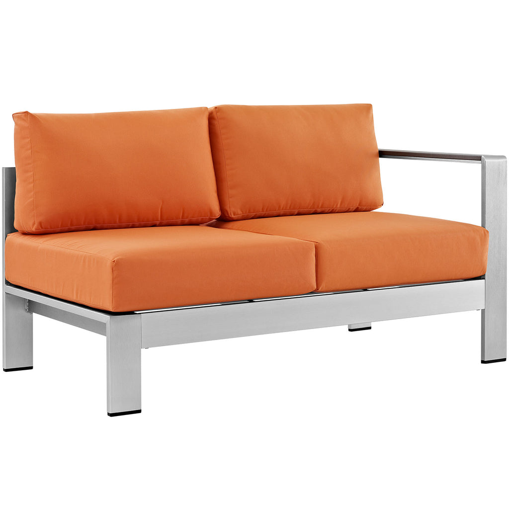 Shore 5 Piece Outdoor Patio Aluminum Sectional Sofa Set in Silver Orange-3