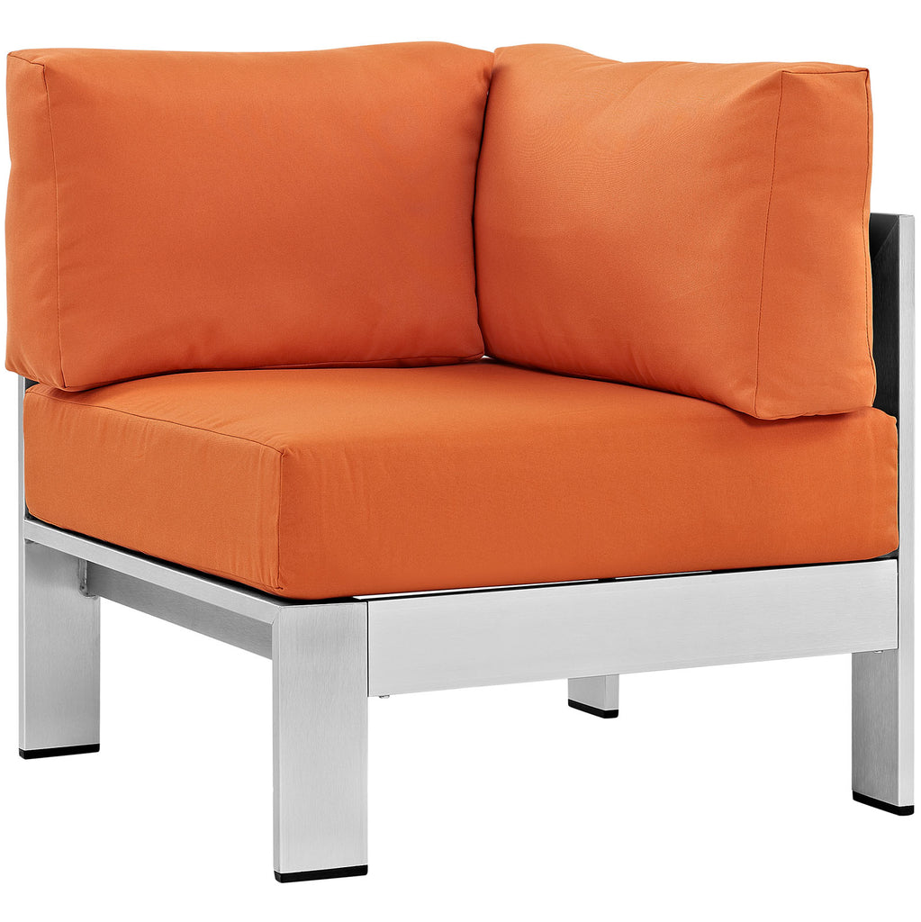 Shore 5 Piece Outdoor Patio Aluminum Sectional Sofa Set in Silver Orange-3