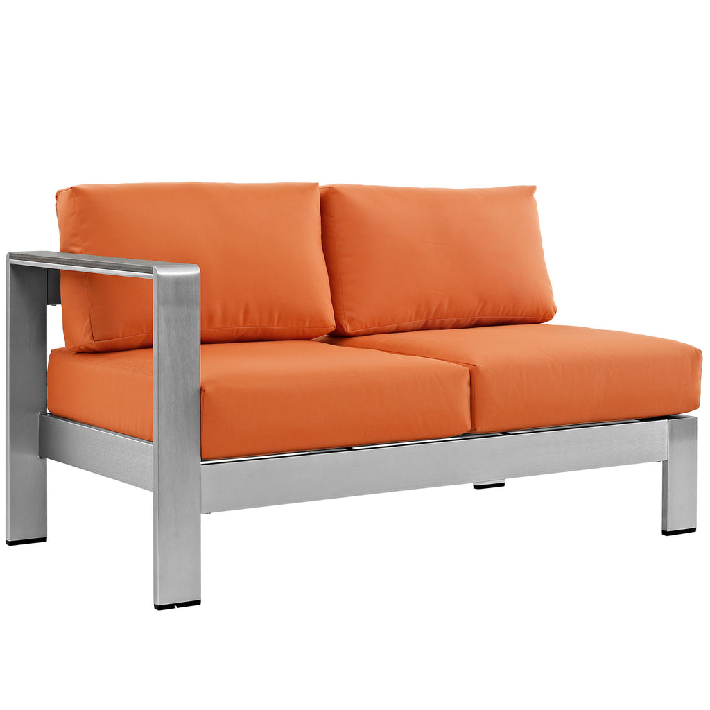 Shore 6 Piece Outdoor Patio Aluminum Sectional Sofa Set in Silver Orange-4