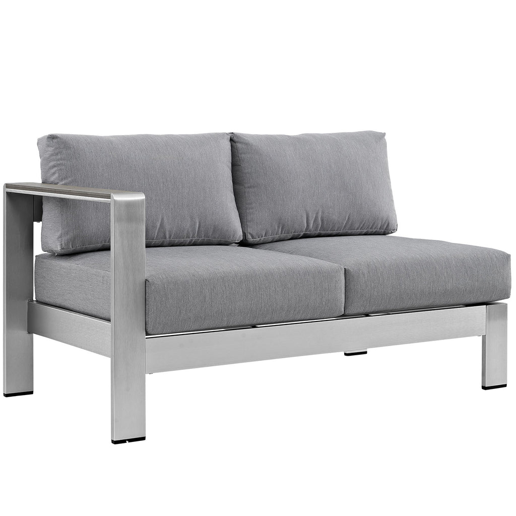 Shore 4 Piece Outdoor Patio Aluminum Sectional Sofa Set in Silver Gray-3