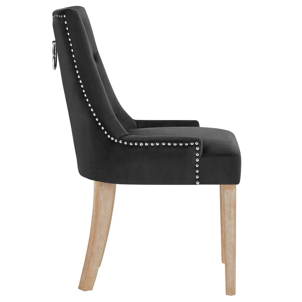 Pose Performance Velvet Dining Chair in Black