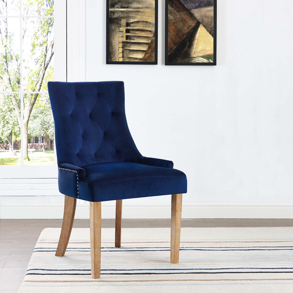 Pose Performance Velvet Dining Chair in Navy