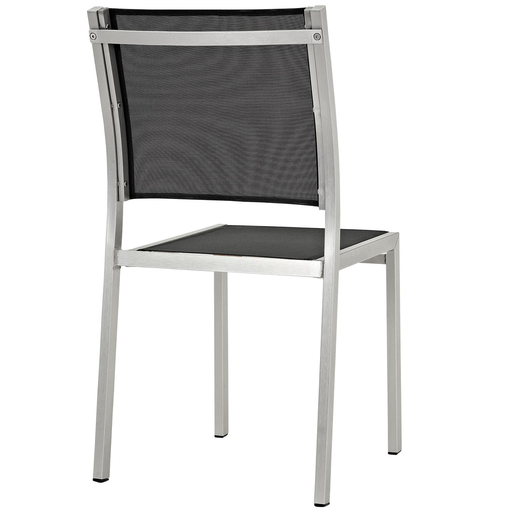 Shore Side Chair Outdoor Patio Aluminum Set of 2 in Silver Black