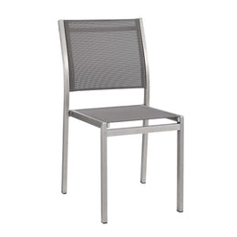 Shore Side Chair Outdoor Patio Aluminum Set of 2 in Silver Gray
