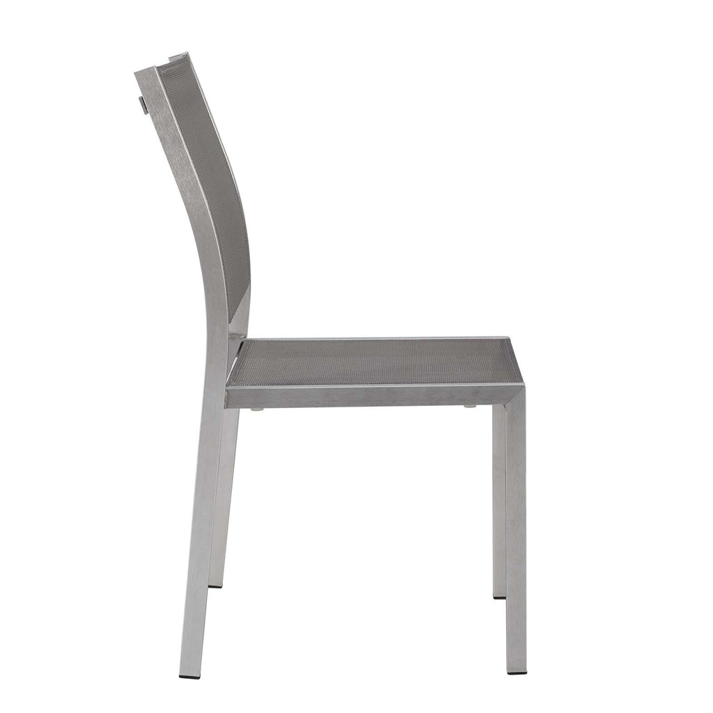 Shore Side Chair Outdoor Patio Aluminum Set of 2 in Silver Gray