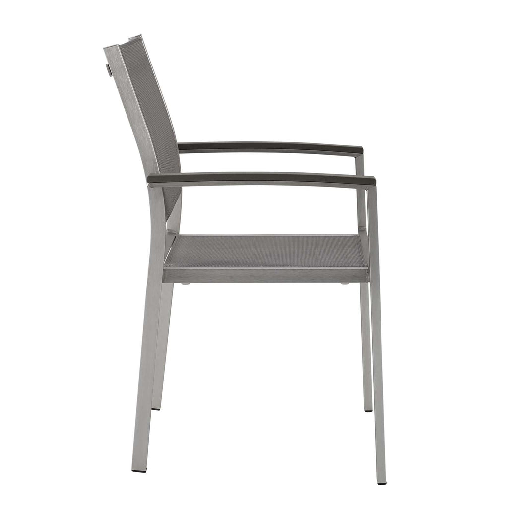 Shore Dining Chair Outdoor Patio Aluminum Set of 2 in Silver Gray