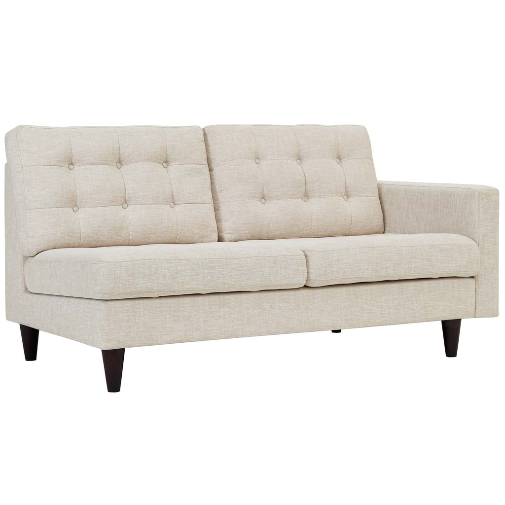 Empress Right-Facing Upholstered Fabric Loveseat in Beige