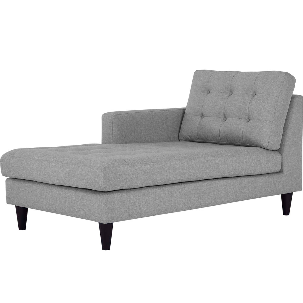 Empress Left-Arm Upholstered Fabric Chaise in Light Gray