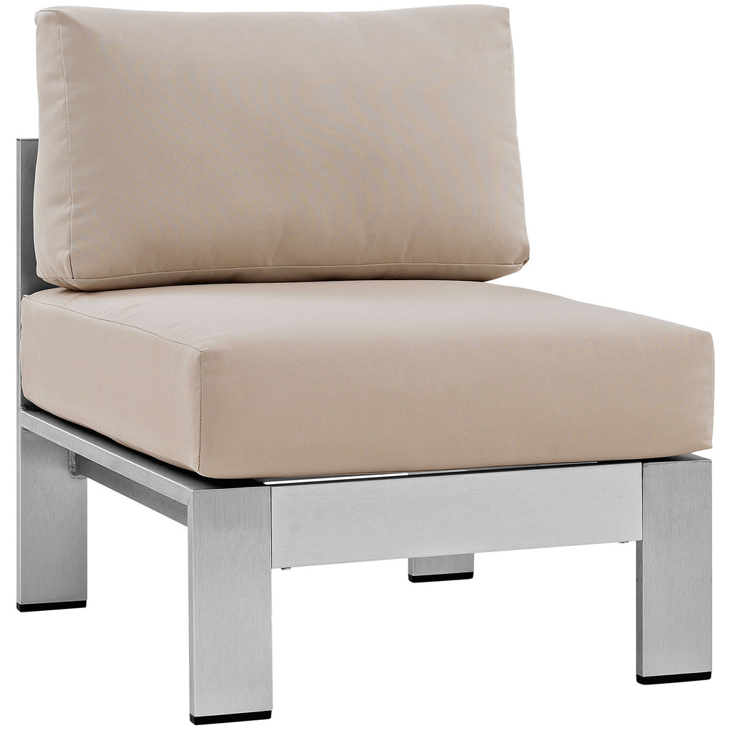 Shore 3 Piece Outdoor Patio Aluminum Sectional Sofa Set in Silver Beige