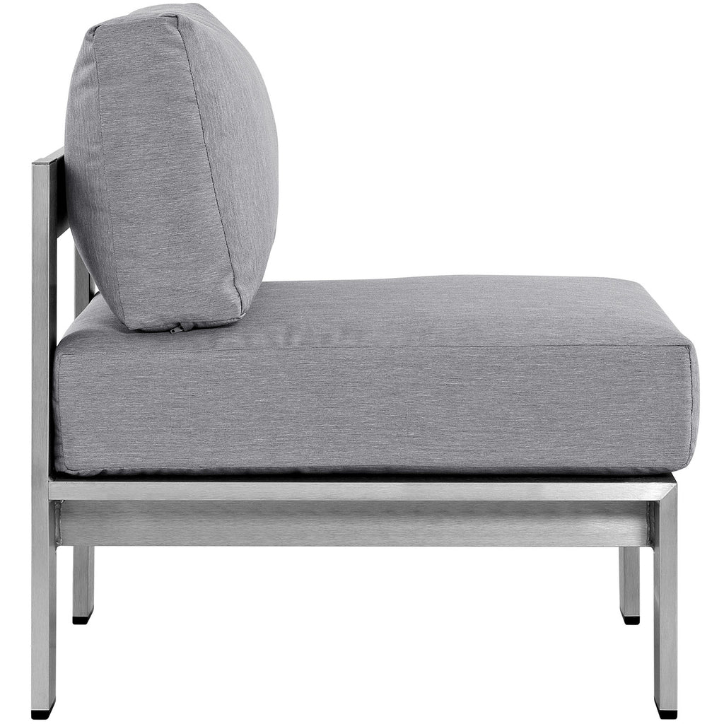 Shore 3 Piece Outdoor Patio Aluminum Sectional Sofa Set in Silver Gray