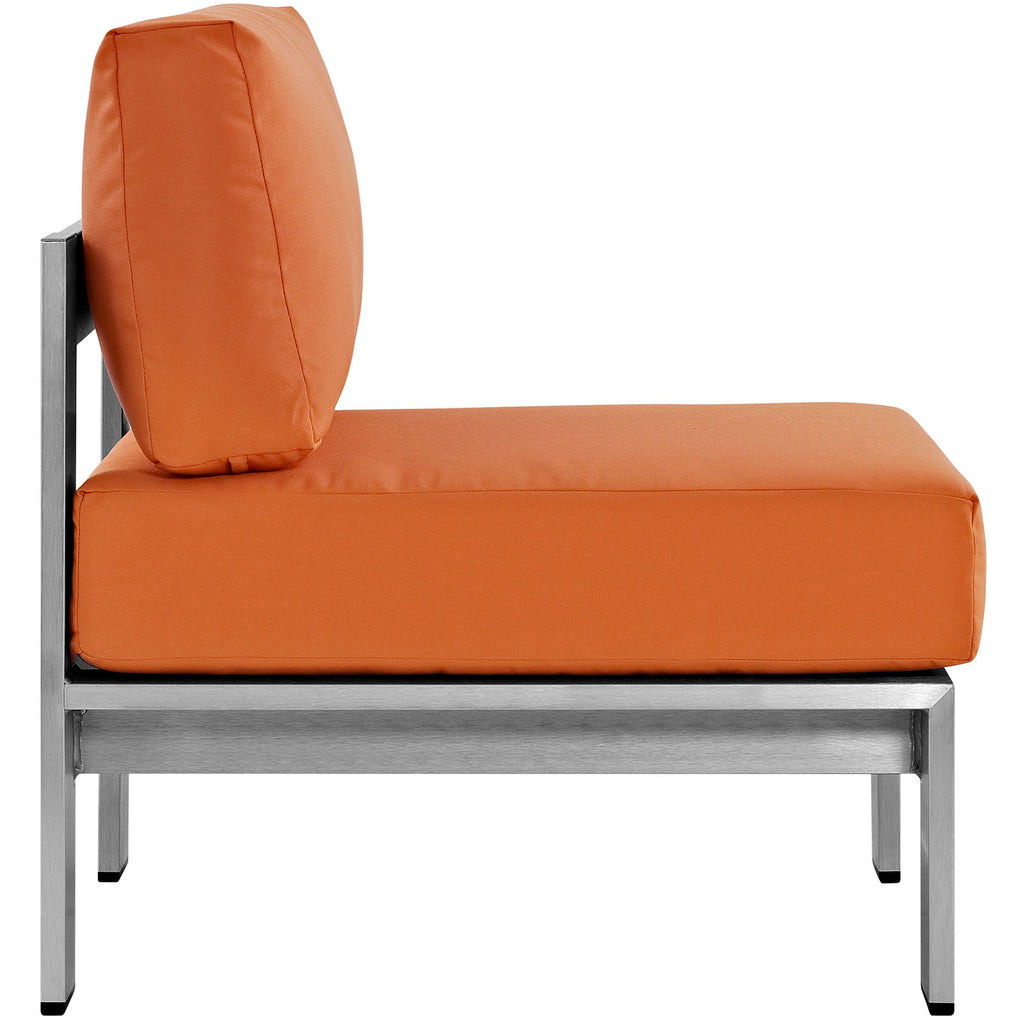 Shore 3 Piece Outdoor Patio Aluminum Sectional Sofa Set in Silver Orange