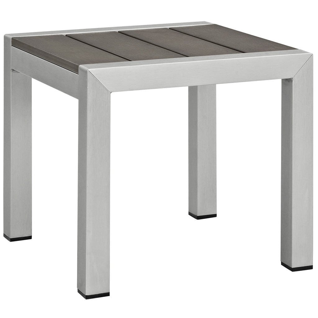 Shore 3 Piece Outdoor Patio Aluminum Set in Silver Beige