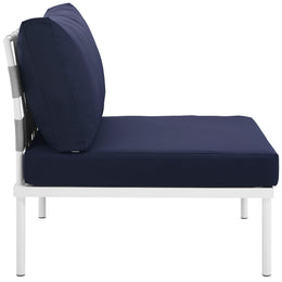 Harmony Armless Outdoor Patio Aluminum Chair in White Navy