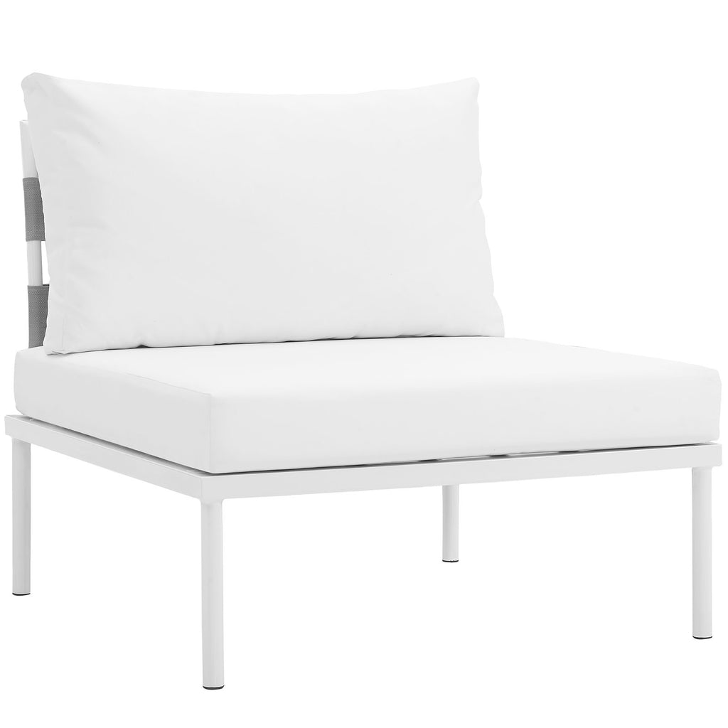 Harmony Armless Outdoor Patio Aluminum Chair in White White