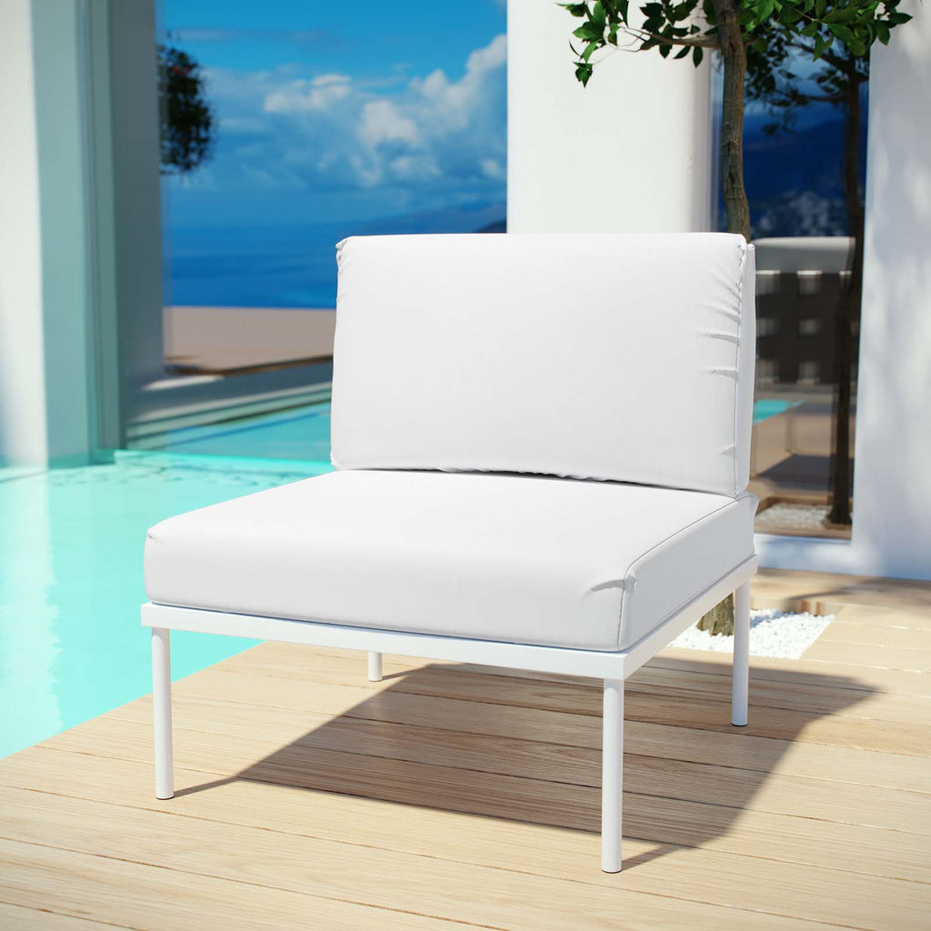 Harmony Armless Outdoor Patio Aluminum Chair in White White