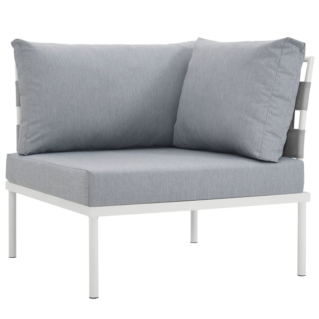 Harmony Outdoor Patio Aluminum Corner Sofa in White Gray