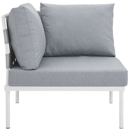 Harmony Outdoor Patio Aluminum Corner Sofa in White Gray