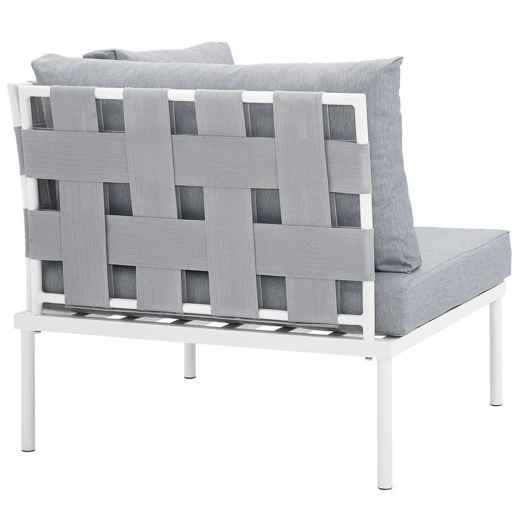 Harmony Outdoor Patio Aluminum Corner Sofa in White Gray