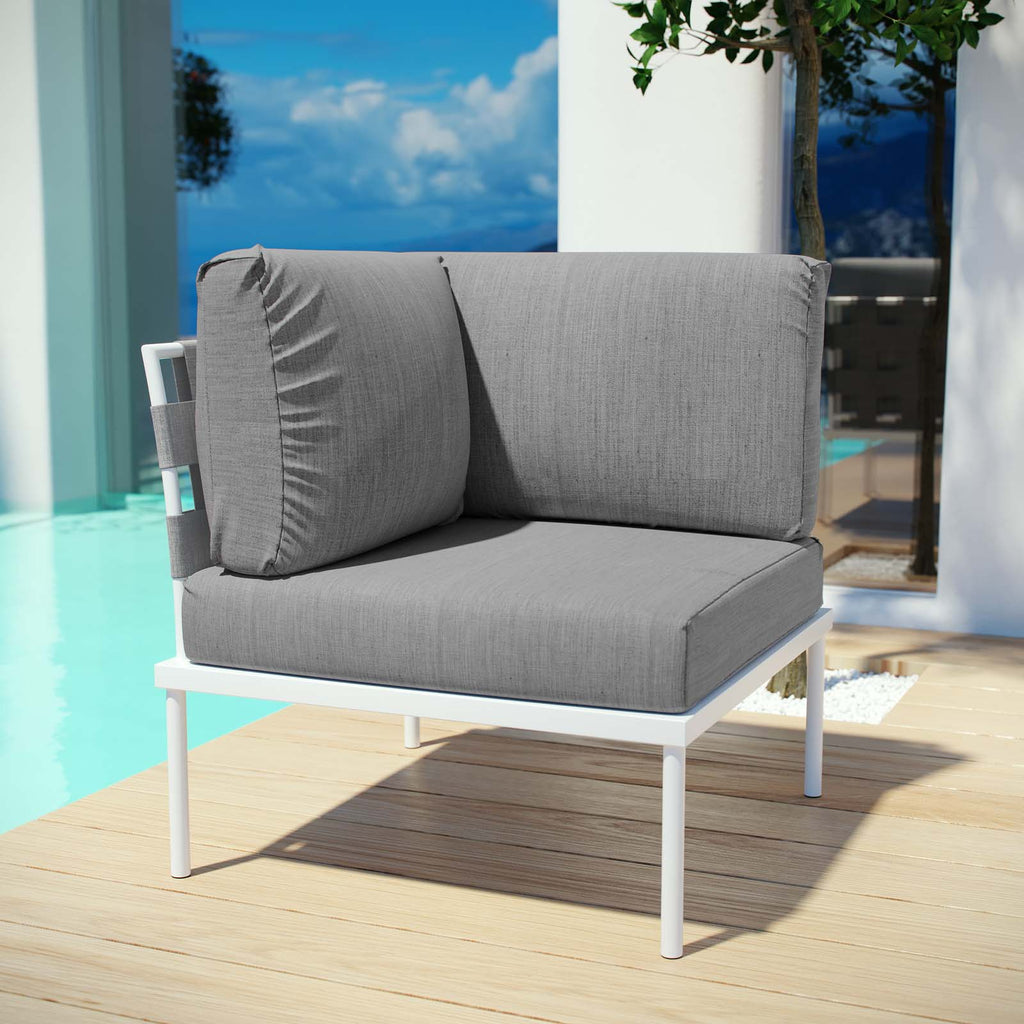 Harmony Outdoor Patio Aluminum Corner Sofa in White Gray