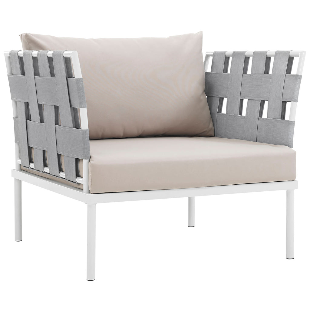 Harmony Outdoor Patio Aluminum Armchair in White Beige