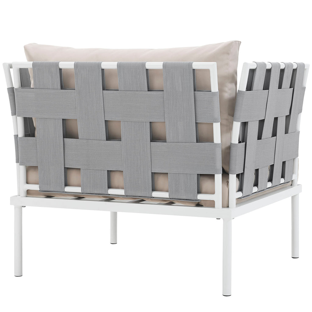 Harmony Outdoor Patio Aluminum Armchair in White Beige