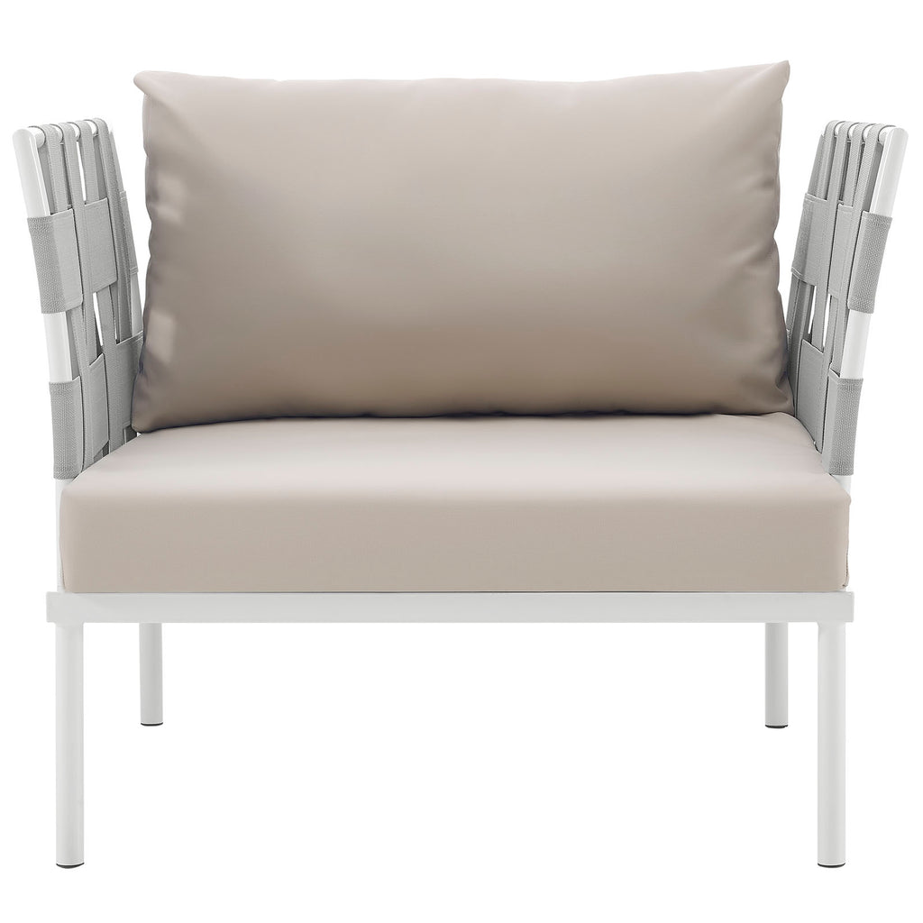 Harmony Outdoor Patio Aluminum Armchair in White Beige