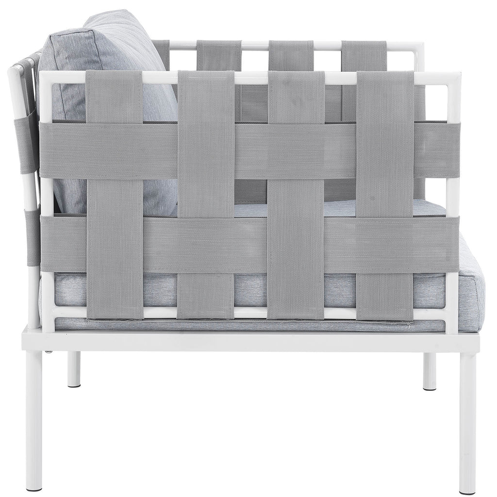 Harmony Outdoor Patio Aluminum Armchair in White Gray