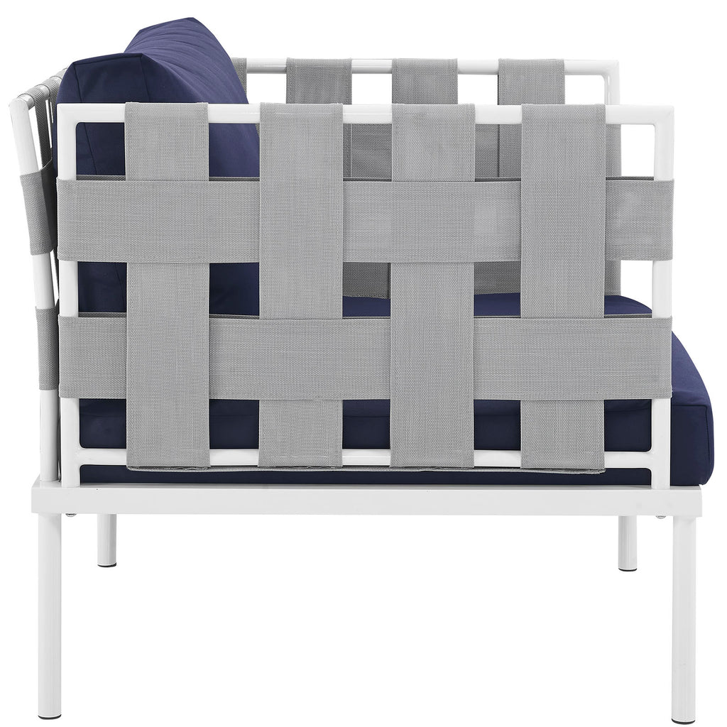 Harmony Outdoor Patio Aluminum Armchair in White Navy