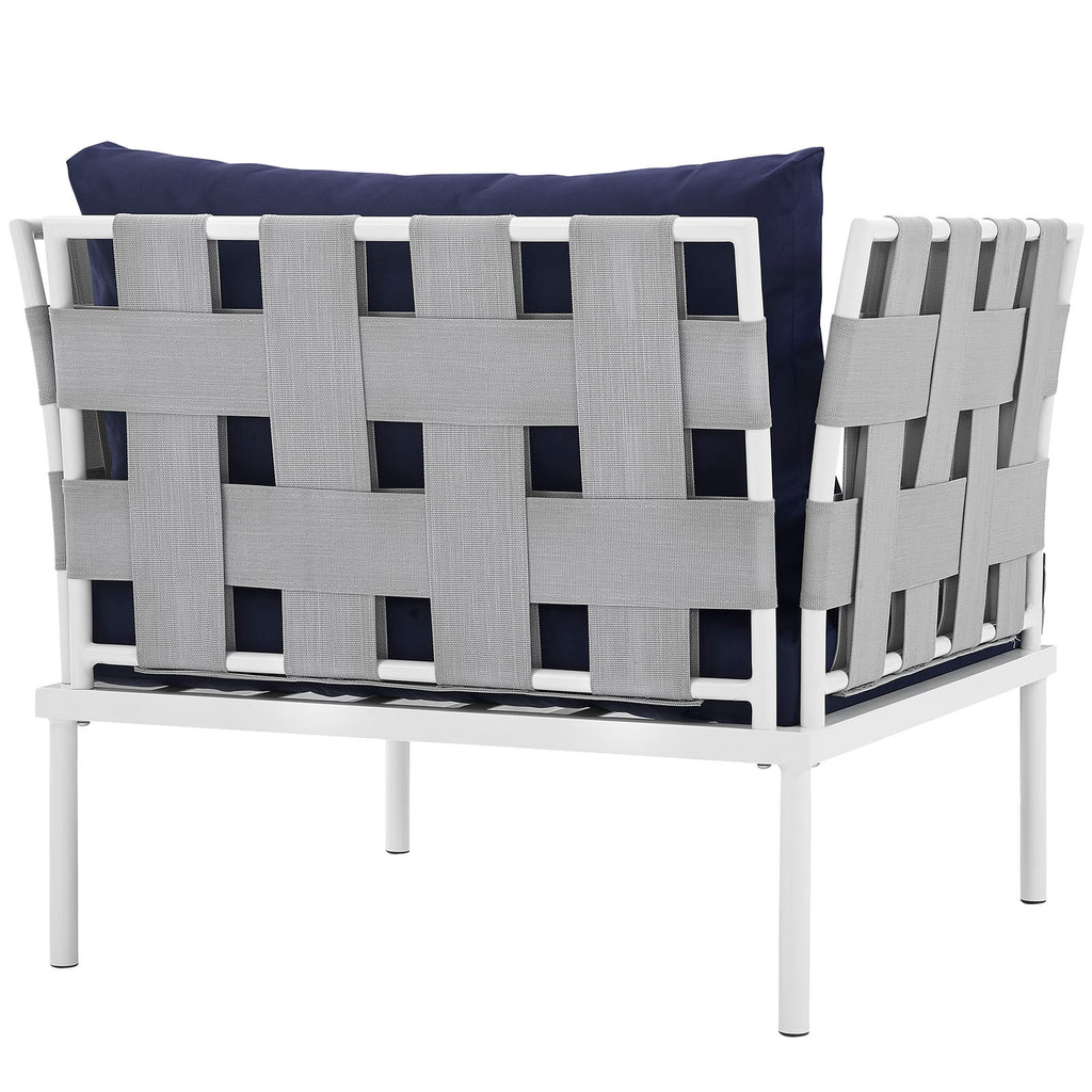 Harmony Outdoor Patio Aluminum Armchair in White Navy