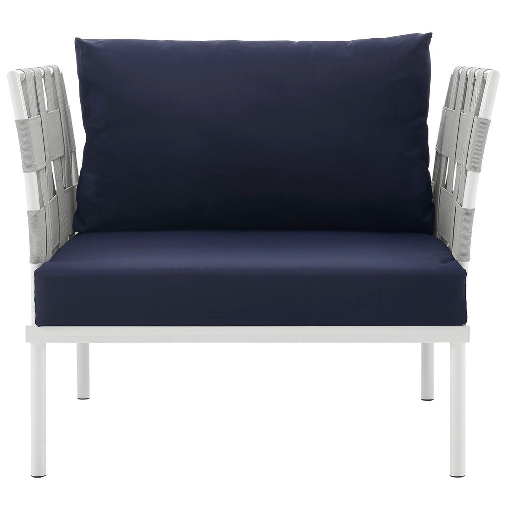 Harmony Outdoor Patio Aluminum Armchair in White Navy