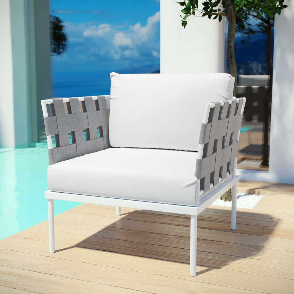 Harmony Outdoor Patio Aluminum Armchair in White White