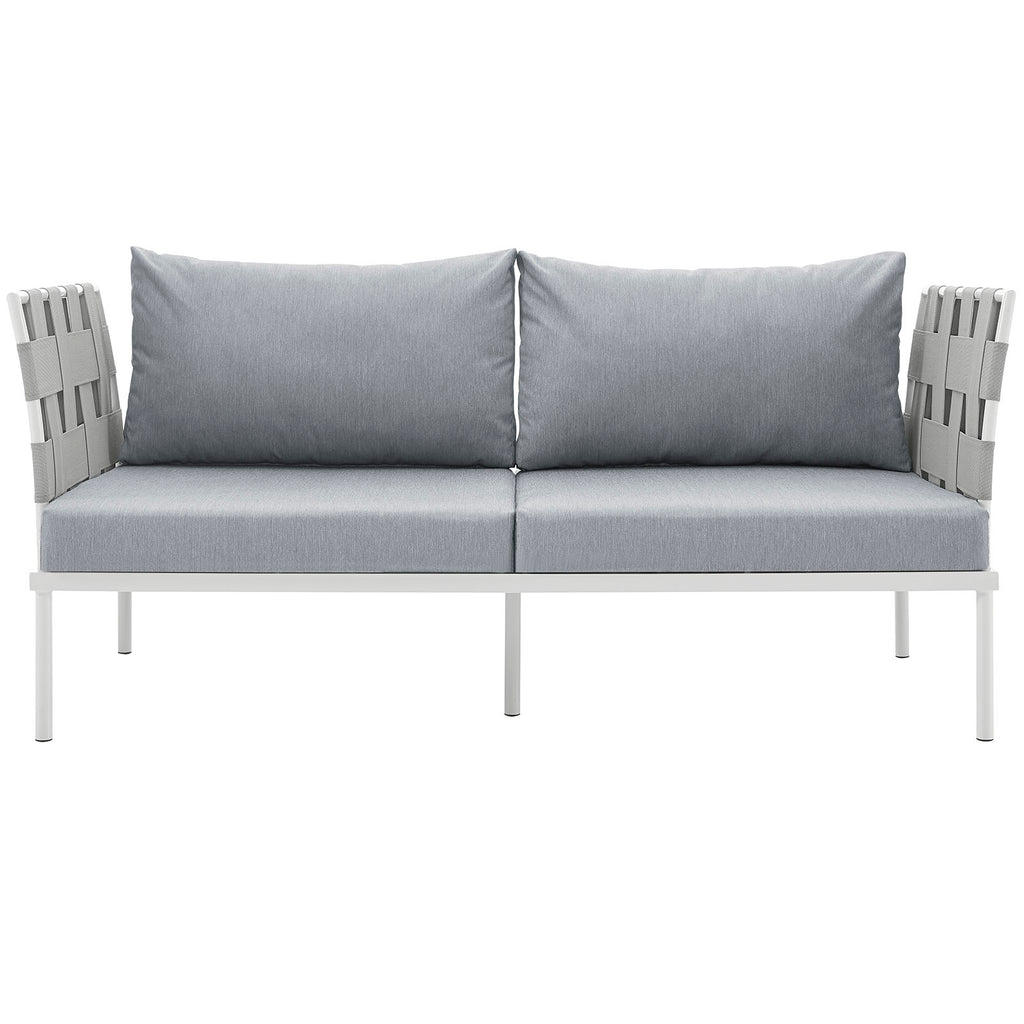 Harmony Outdoor Patio Aluminum Loveseat in White Gray