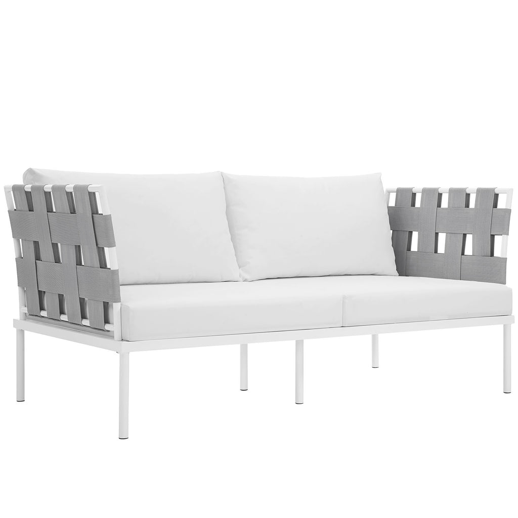 Harmony Outdoor Patio Aluminum Loveseat in White White