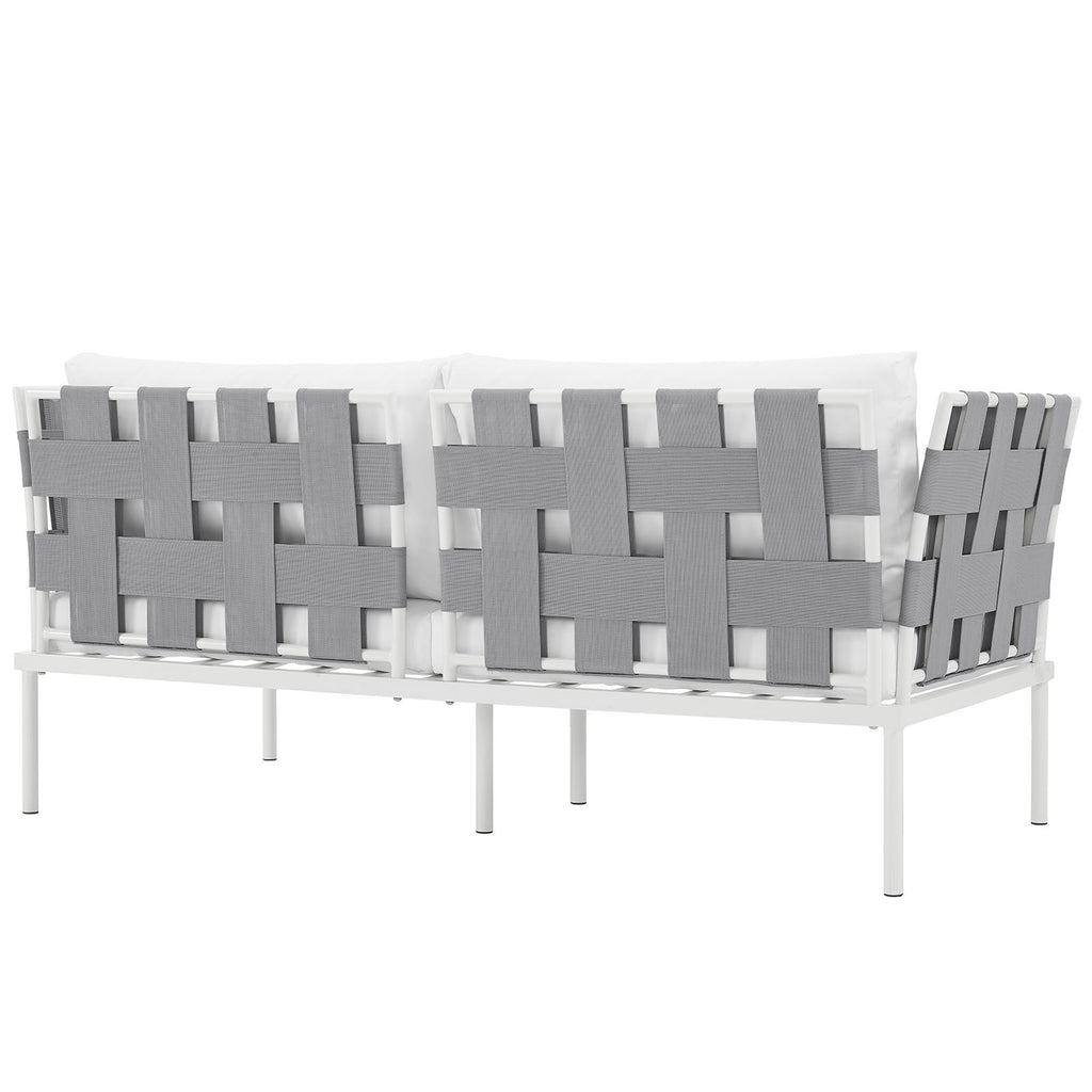 Harmony Outdoor Patio Aluminum Loveseat in White White