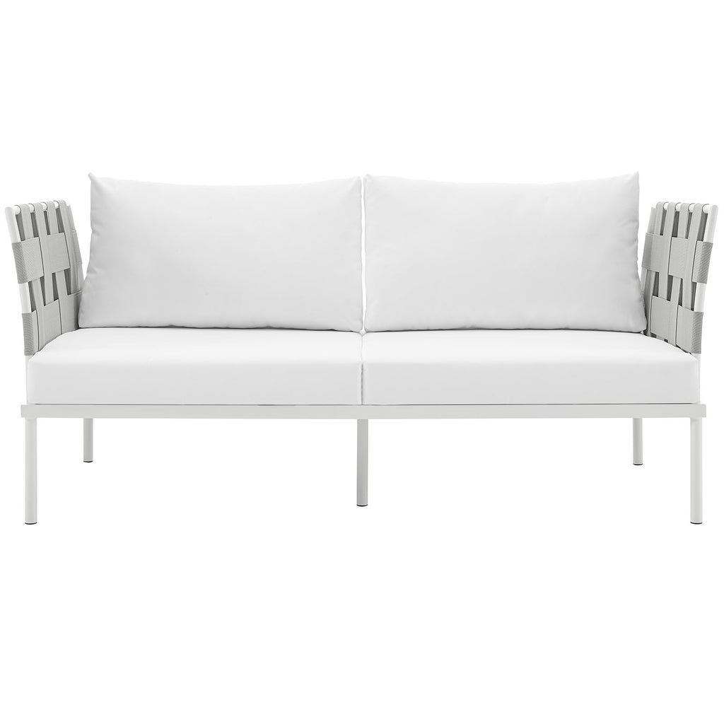 Harmony Outdoor Patio Aluminum Loveseat in White White