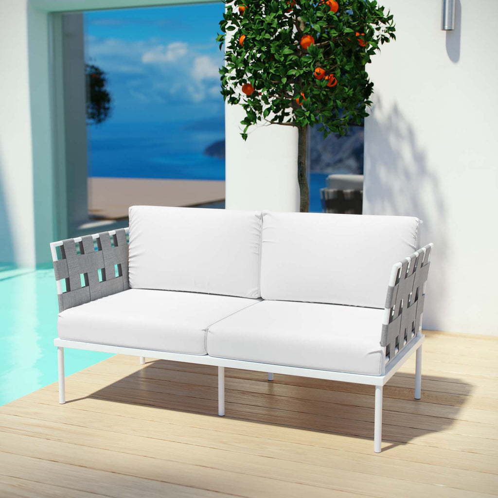 Harmony Outdoor Patio Aluminum Loveseat in White White