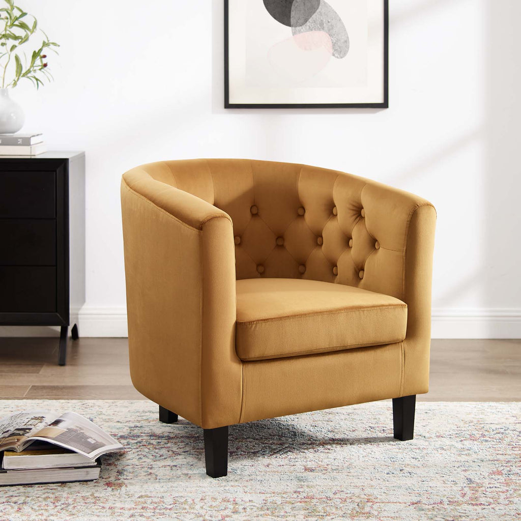 Prospect Performance Velvet Armchair in Cognac