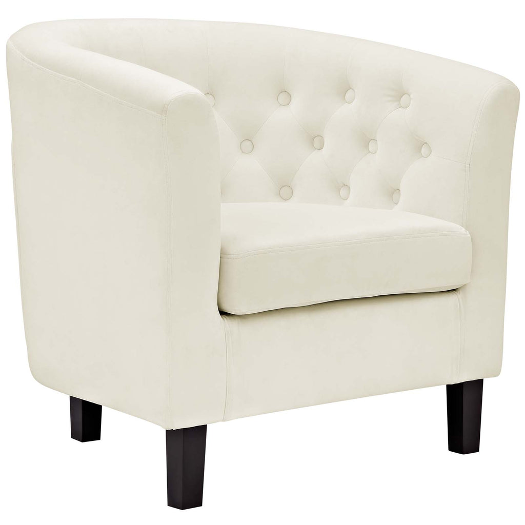 Prospect Performance Velvet Armchair in Ivory