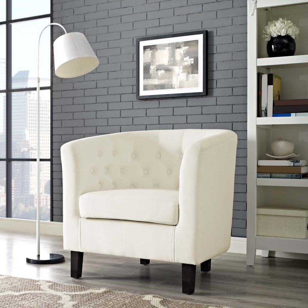 Prospect Performance Velvet Armchair in Ivory