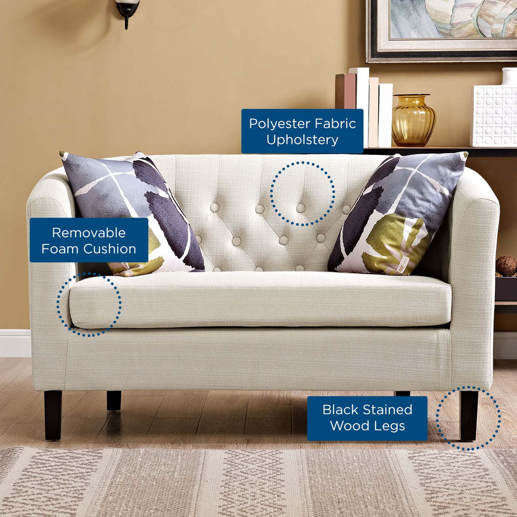 Prospect Upholstered Fabric Loveseat in Beige