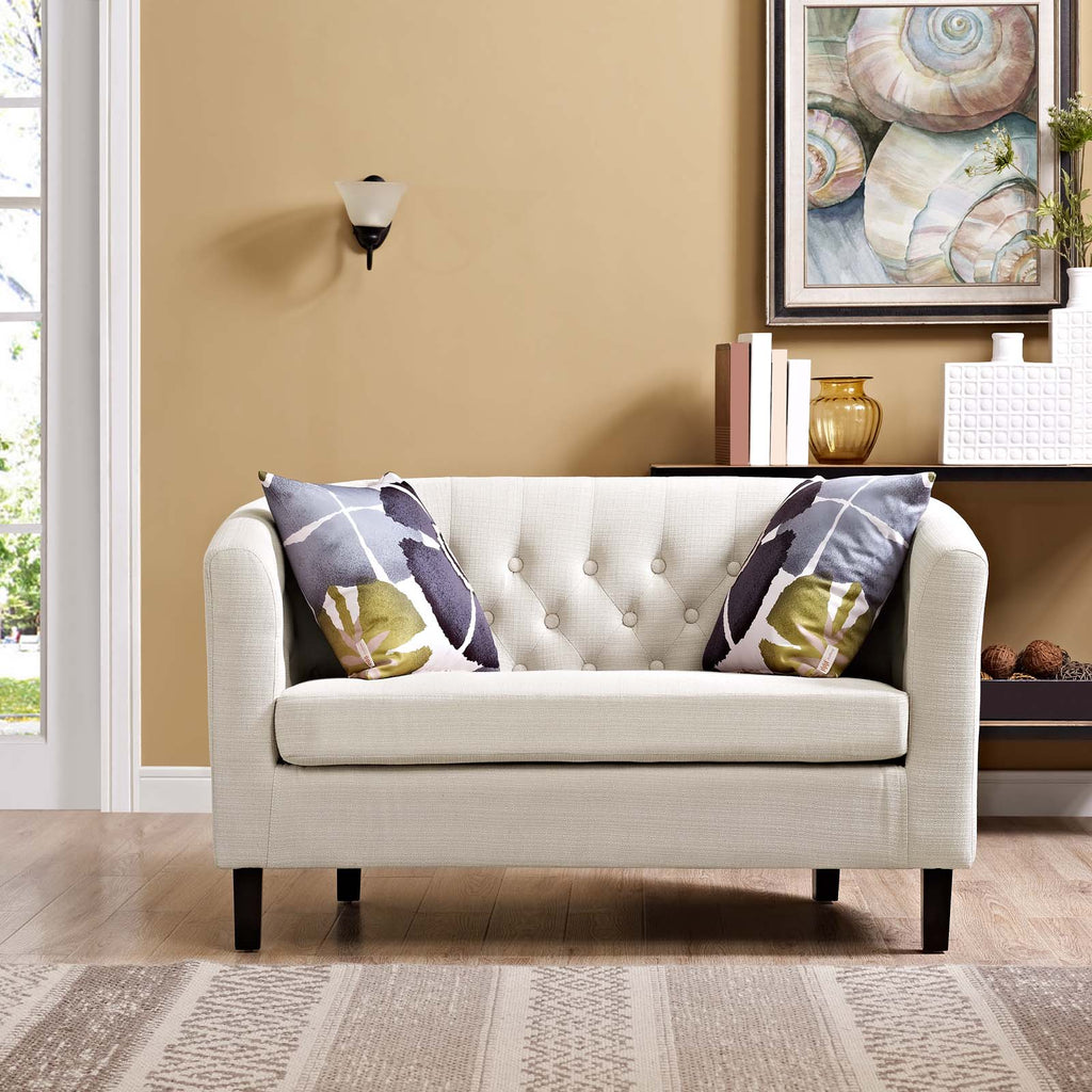 Prospect Upholstered Fabric Loveseat in Beige