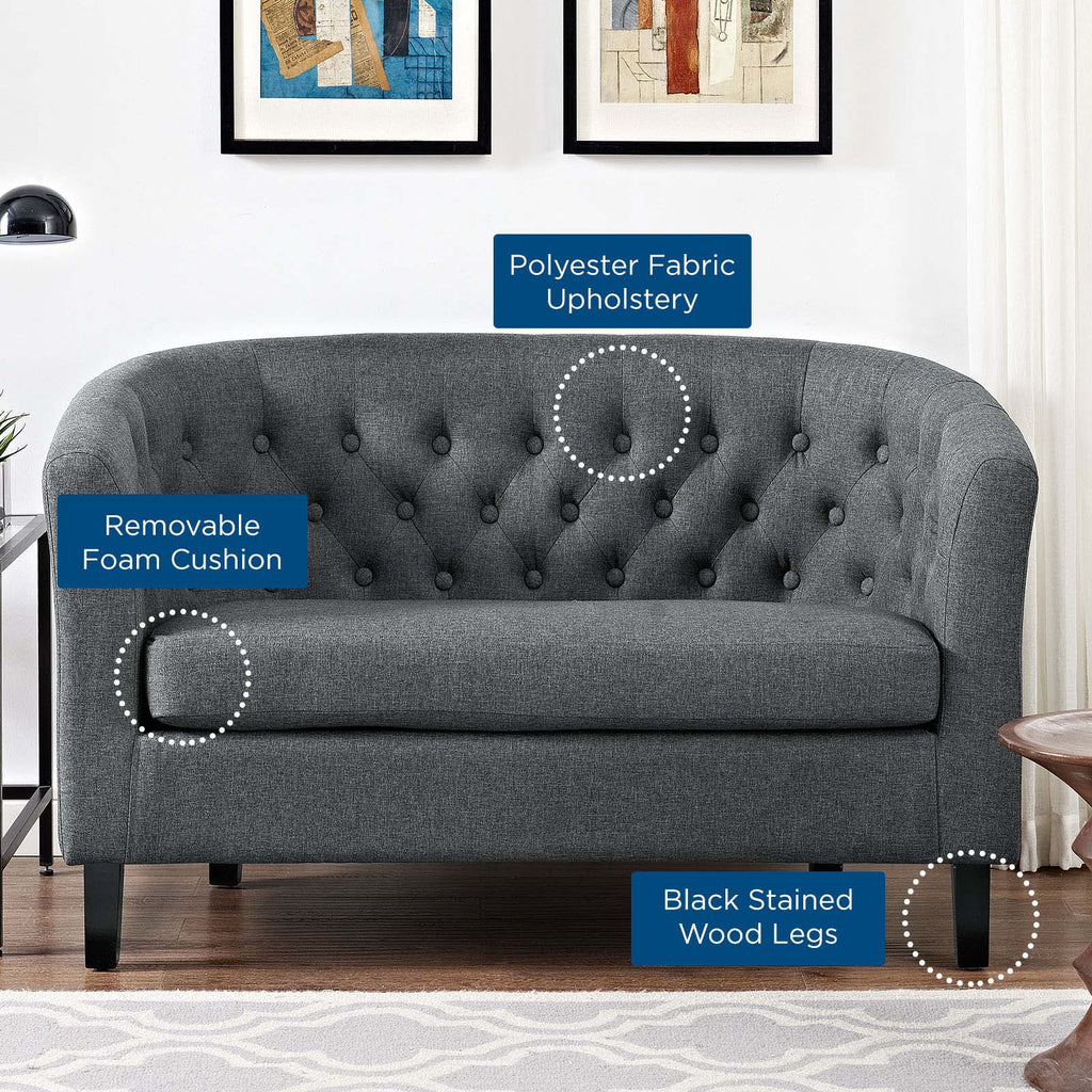 Prospect Upholstered Fabric Loveseat in Gray