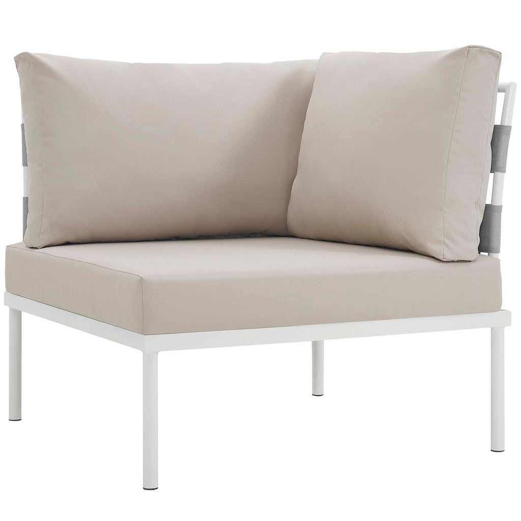 Harmony 10 Piece Outdoor Patio Aluminum Sectional Sofa Set in White Beige