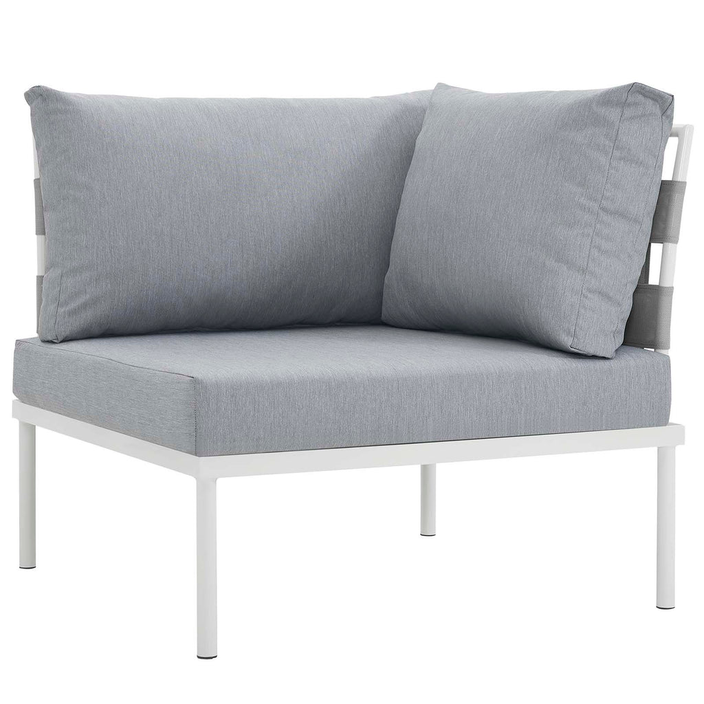 Harmony 10 Piece Outdoor Patio Aluminum Sectional Sofa Set in White Gray