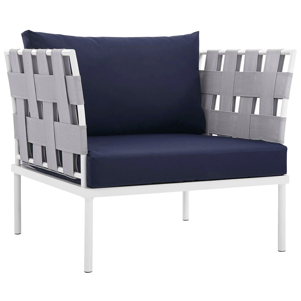 Harmony 10 Piece Outdoor Patio Aluminum Sectional Sofa Set in White Navy