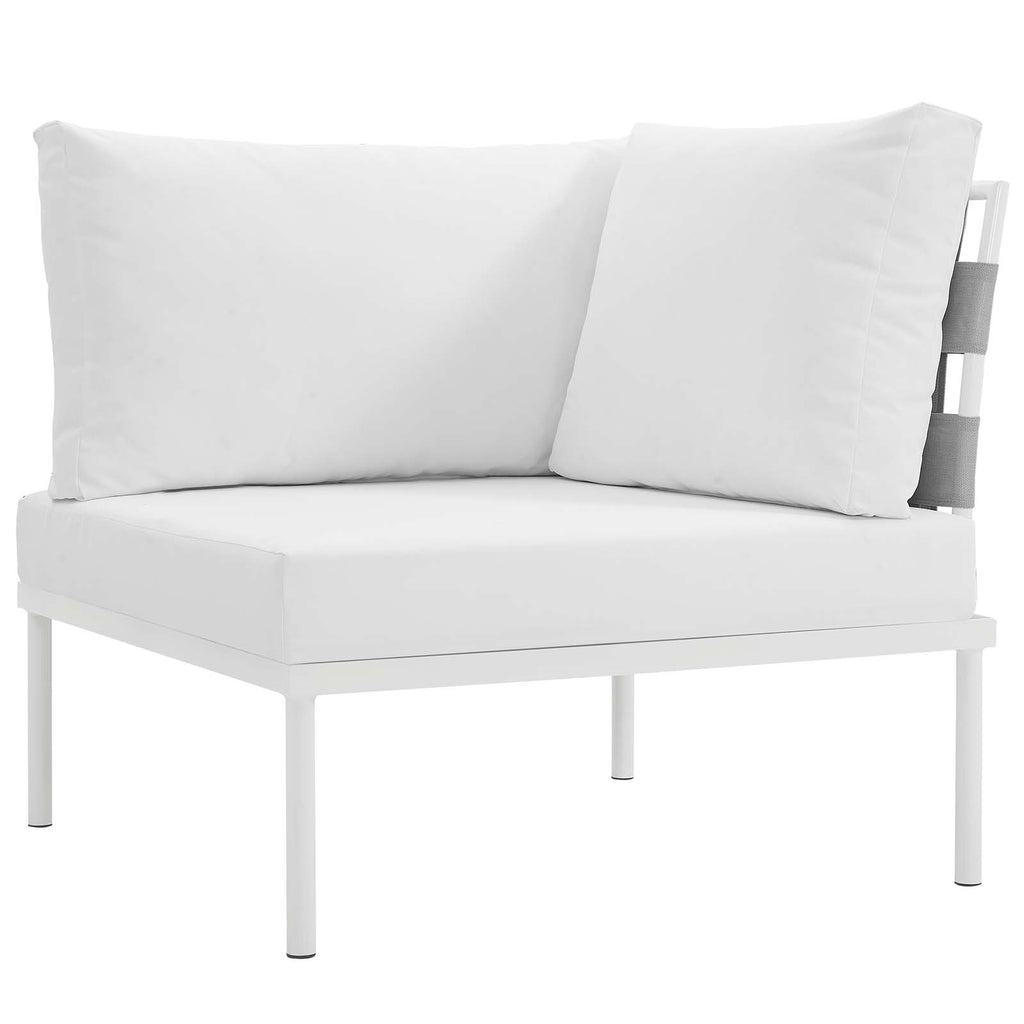 Harmony 7 Piece Outdoor Patio Aluminum Sectional Sofa Set in White White-2